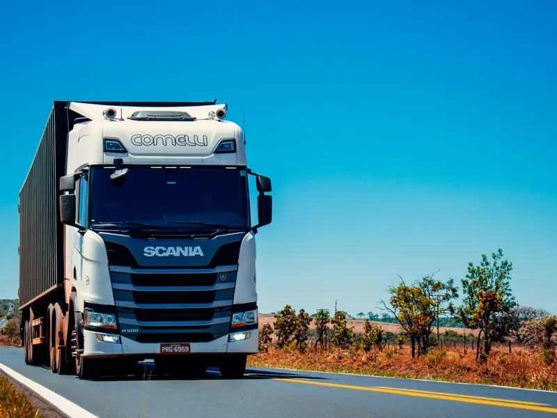 Fleet of modern delivery trucks